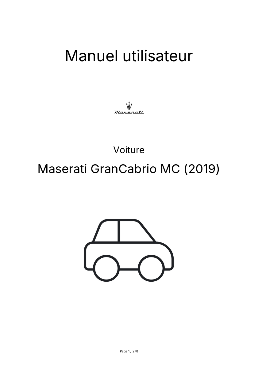 Page n°1 - Manuel utilisateur Maserati GranCabrio MC (2019)