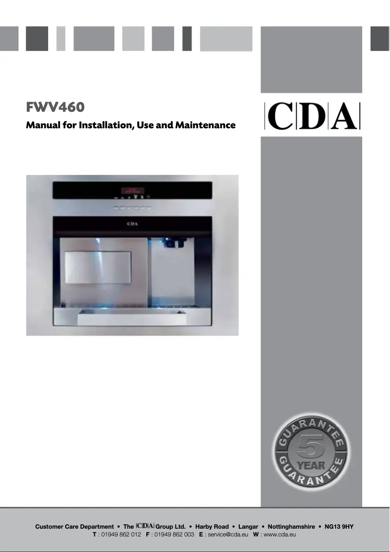 Page n°1 - Manuel utilisateur CDA FWV460