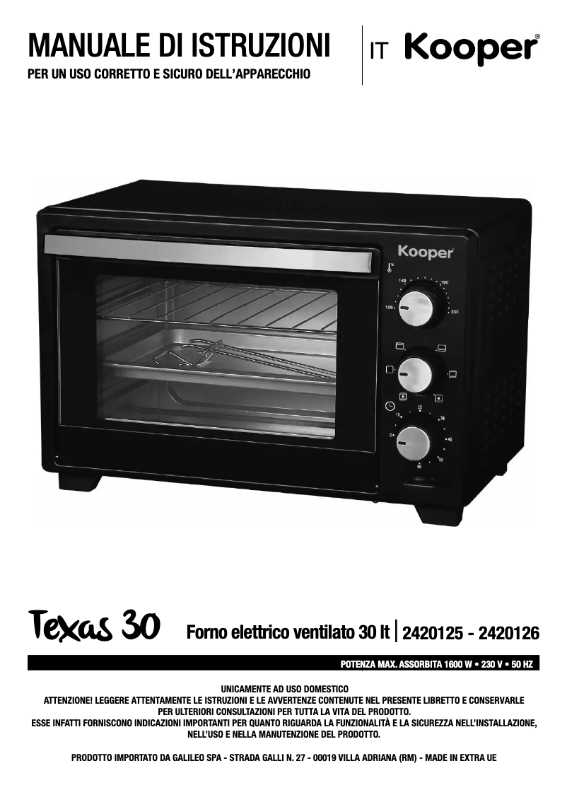 Page 1 de la notice Manuel utilisateur Kooper 2420125