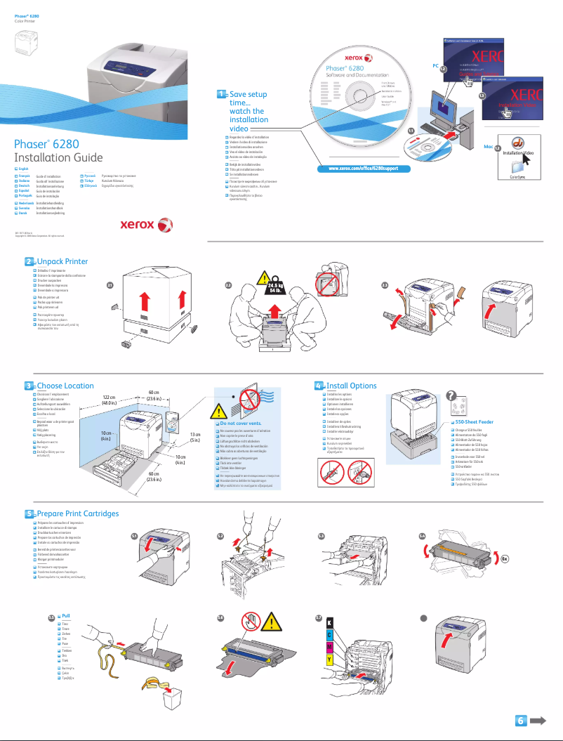 Página 1 del manual Guía de instalación Xerox Phaser 6280