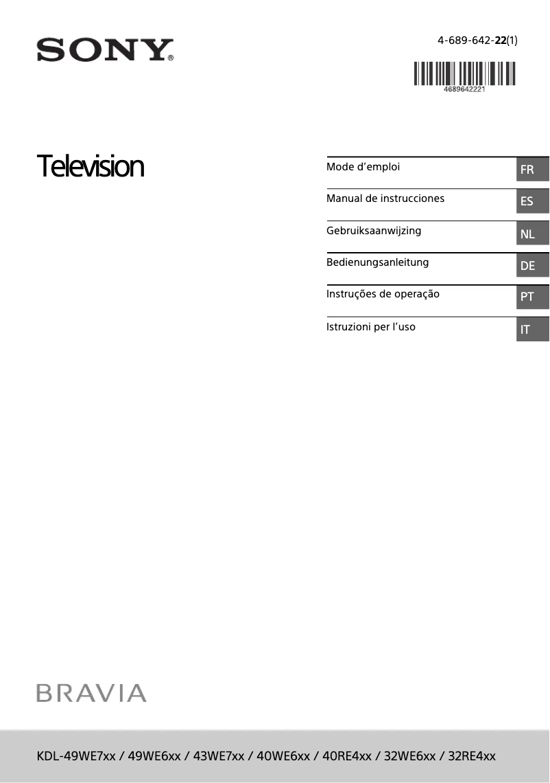 Page 1 de la notice Manuel utilisateur Sony KDL49WE663BAEP