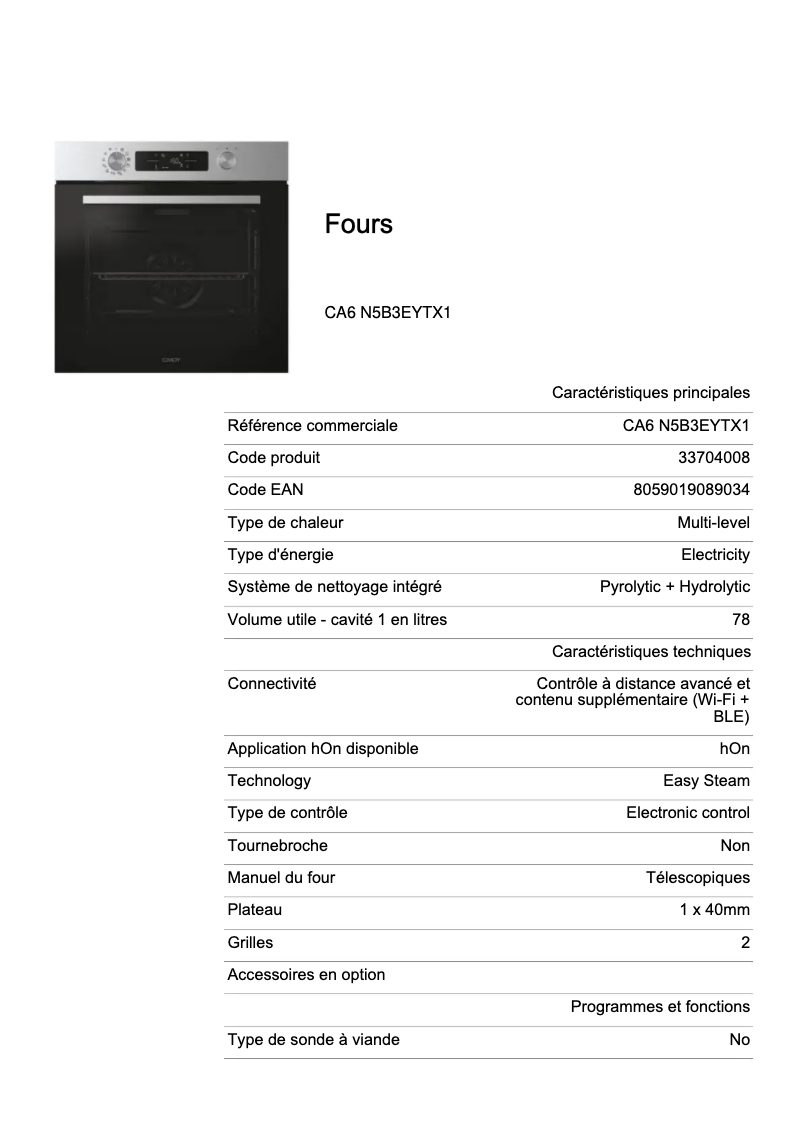Image de la première page du manuel de l'appareil CA6 N5B3EYTX1