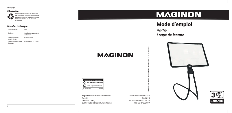 Page n°1 - Manuel utilisateur Maginon WPM-1