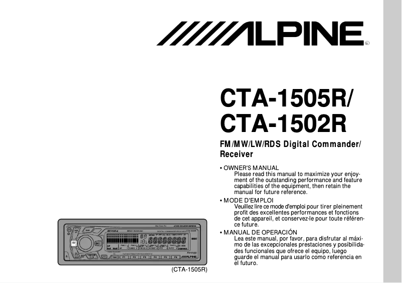 Page 1 de la notice Manuel utilisateur Alpine CTA-1505