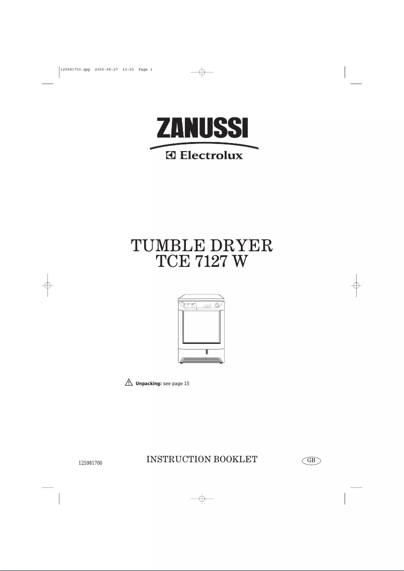 Página 1 del manual Manual de usuario Zanussi-Electrolux TCE7127W