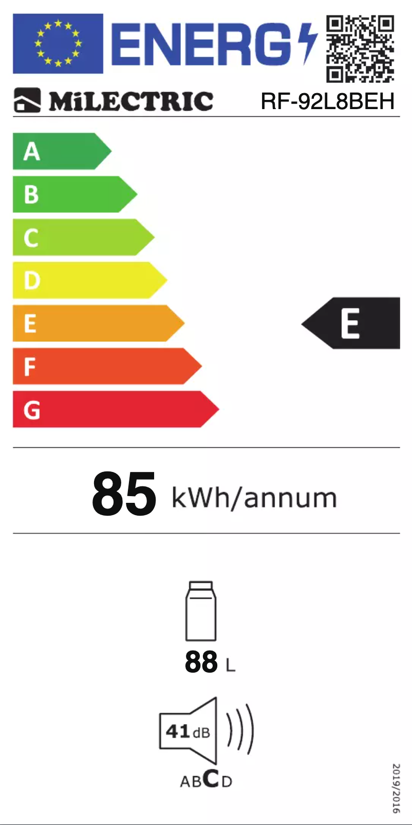 Page n°1 - Label énergétique Milectric RF-92L8BEH