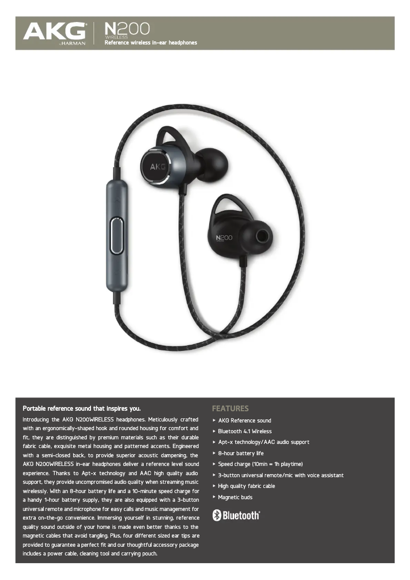 Page n°1 - Fiche technique AKG N200 Wireless