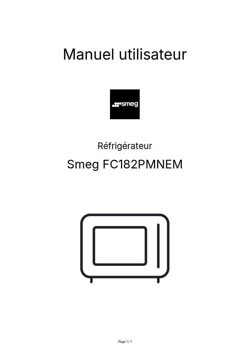 Page n°1 - Manuel utilisateur Smeg FC182PMNEM