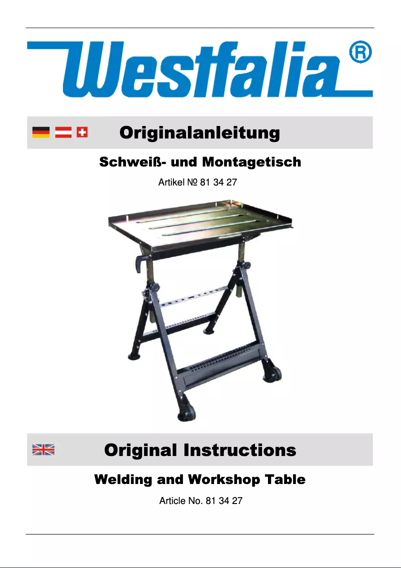 Page n°1 - Manuel utilisateur Westfalia 813427