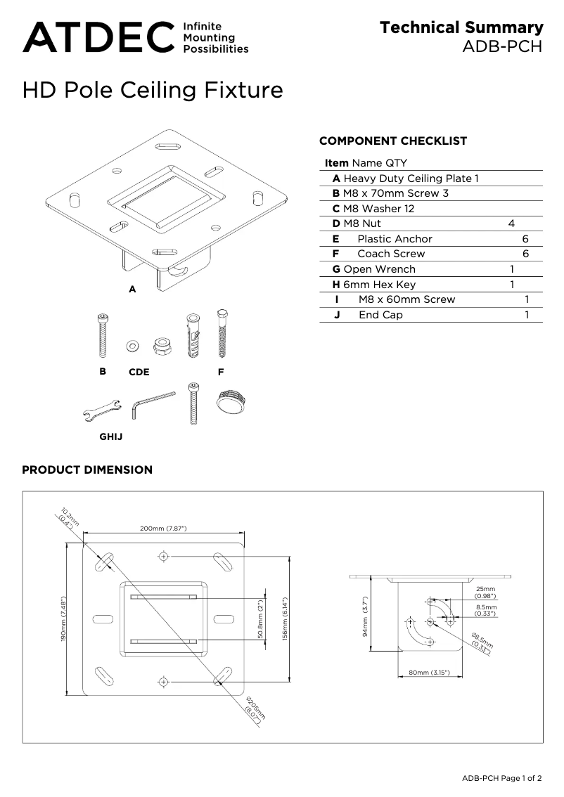 Page n°1 - Manuel utilisateur Atdec ADB-PCH