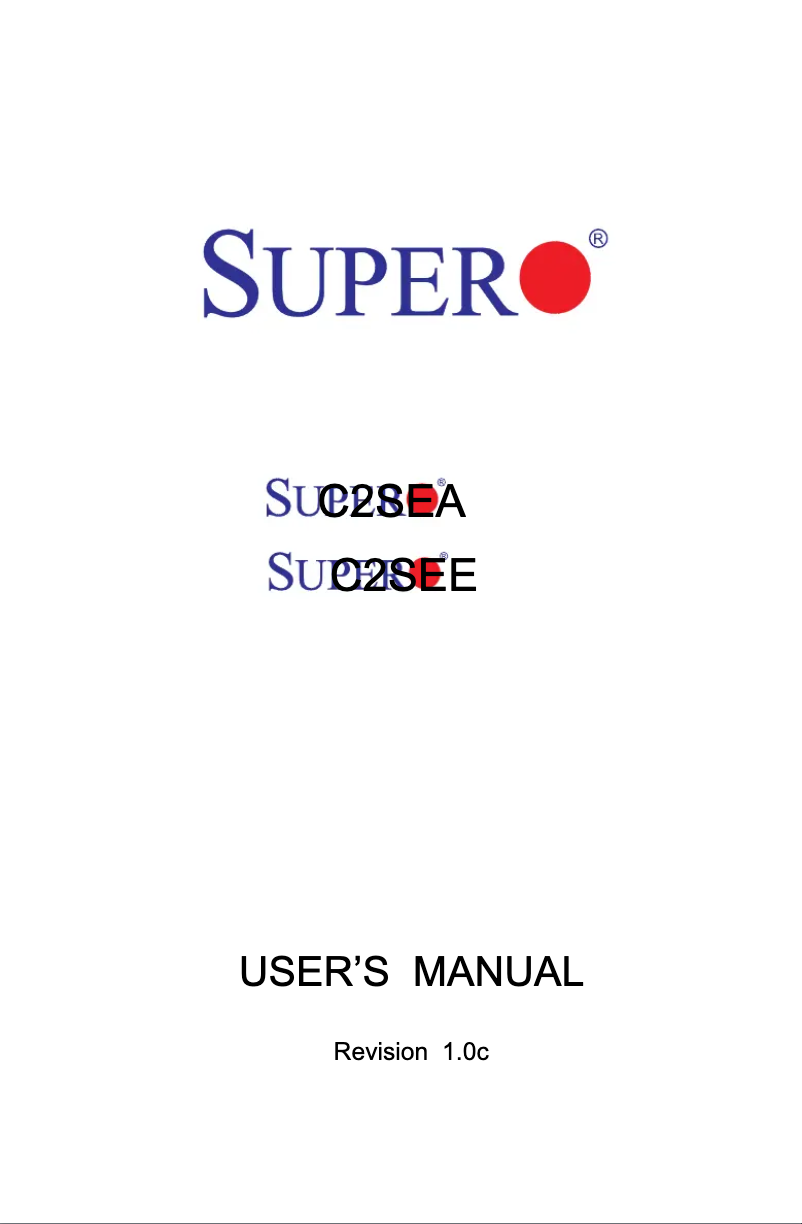 Page n°1 - Manuel utilisateur Supermicro C2SEE