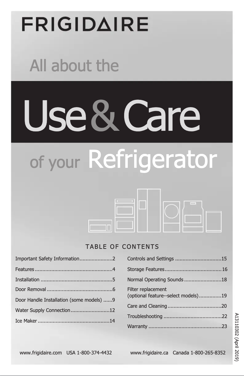 Página 1 del manual Manual de uso y mantenimiento Frigidaire FFTR2045VS