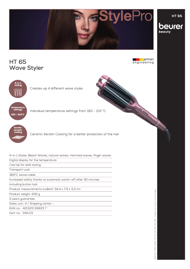 Page n°1 - Fiche technique Beurer HT 65