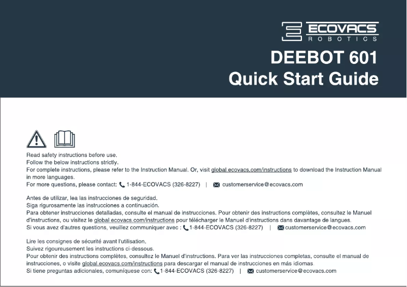 Page n°1 - Guide de démarrage rapide ECOVACS Deebot 600