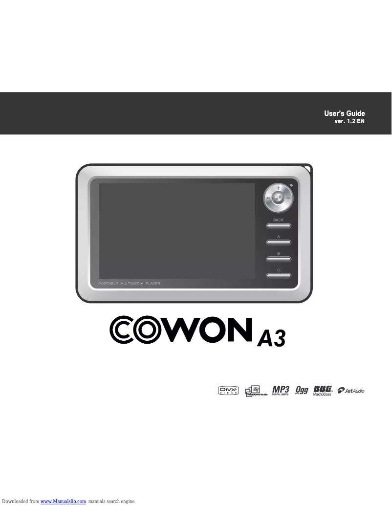 Page 1 de la notice Manuel utilisateur Cowon A3