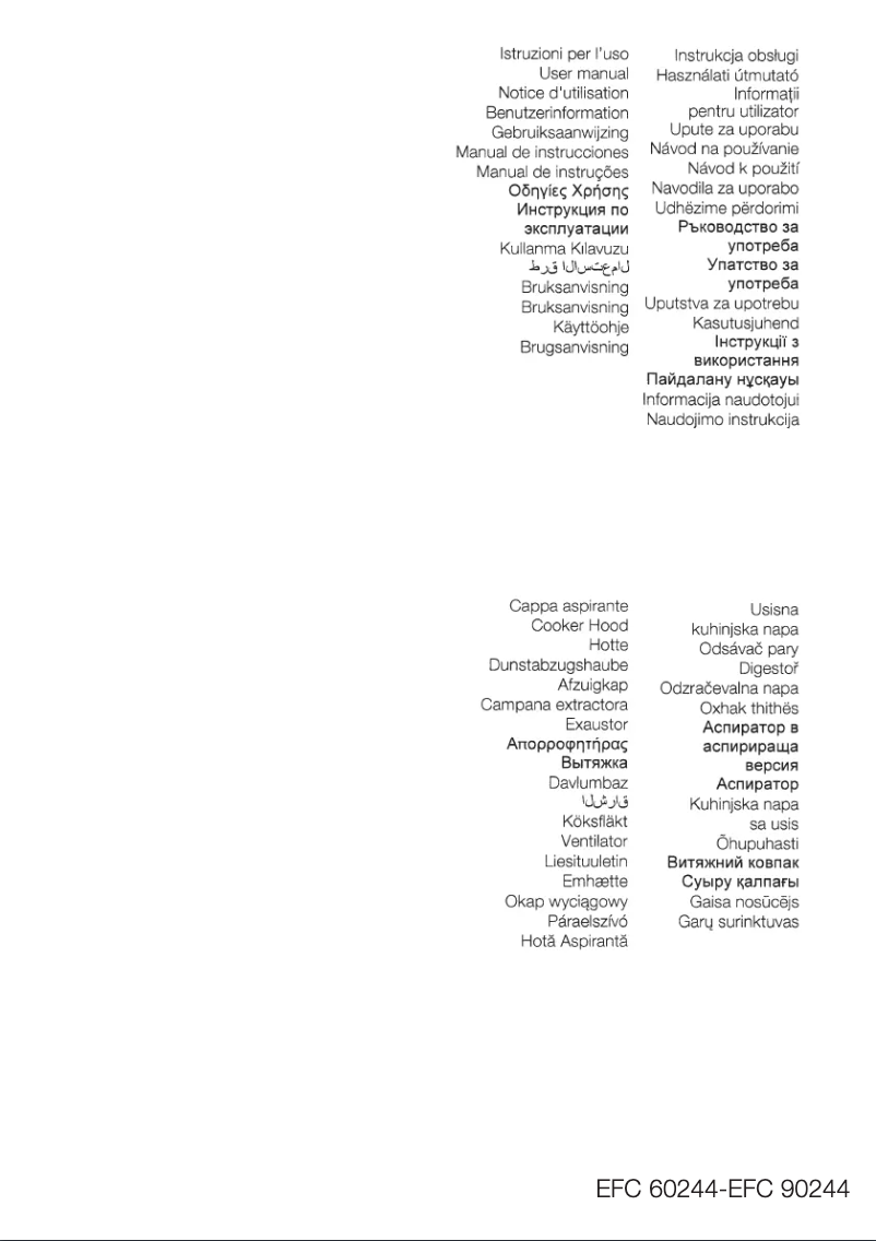Page 1 de la notice Manuel utilisateur Electrolux EFC90244X