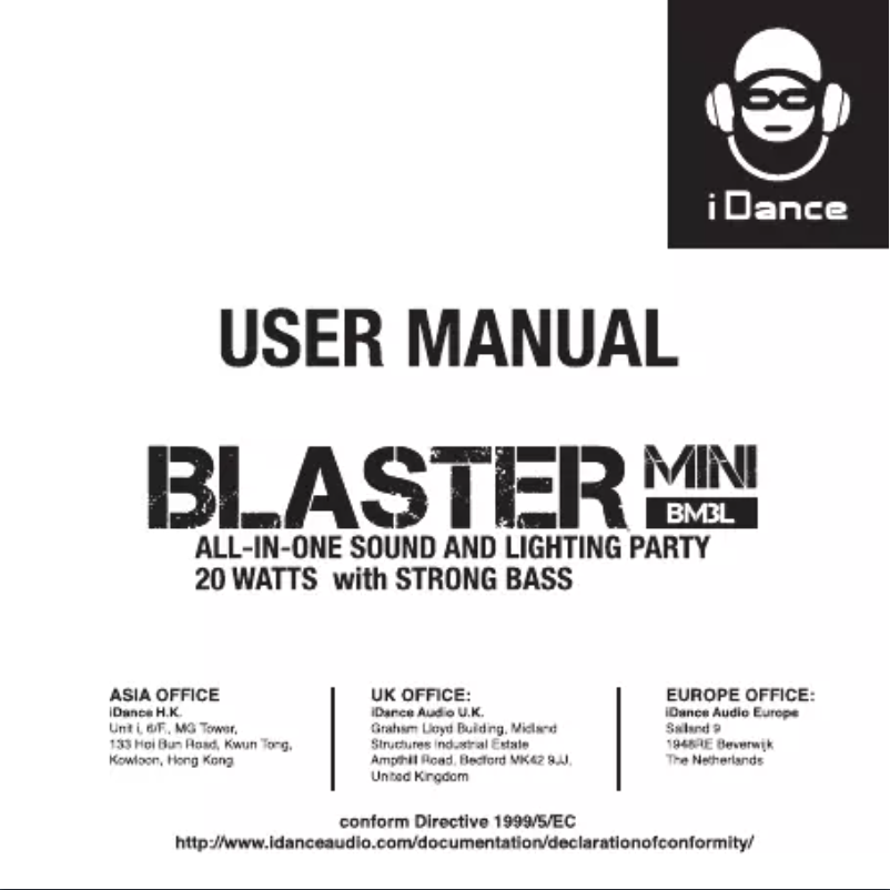 Page 1 de la notice Manuel utilisateur iDance Blaster Mini BM3L
