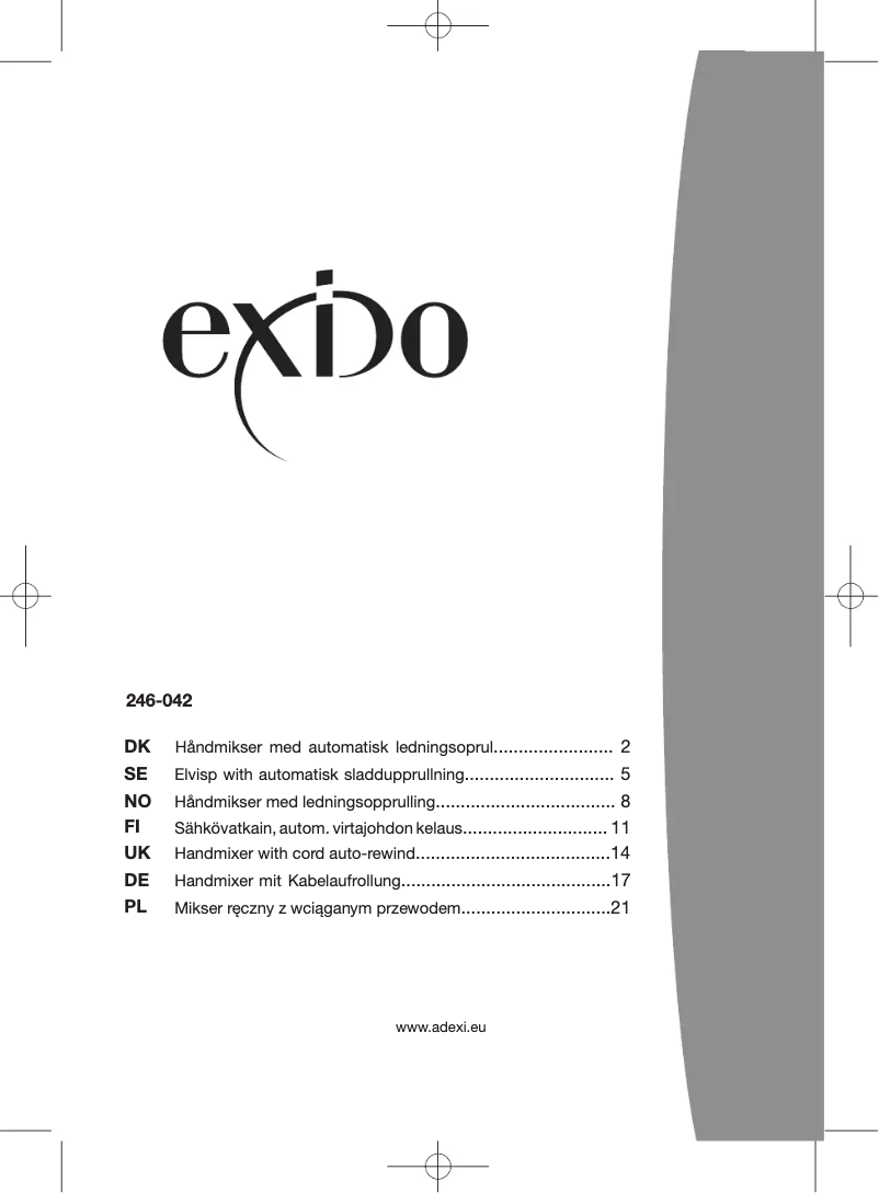 Page n°1 - Manuel utilisateur Exido 246-042