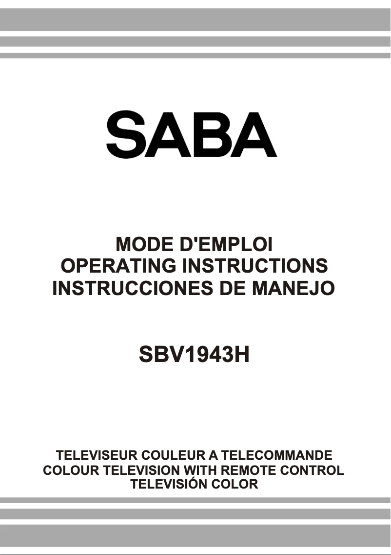 Page n°1 - Manuel utilisateur Saba SBV1943H