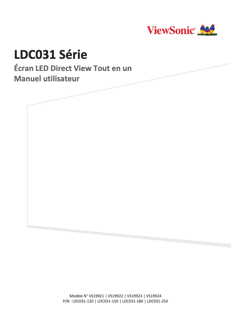 Page n°1 - Manuel utilisateur Viewsonic LDC031-120