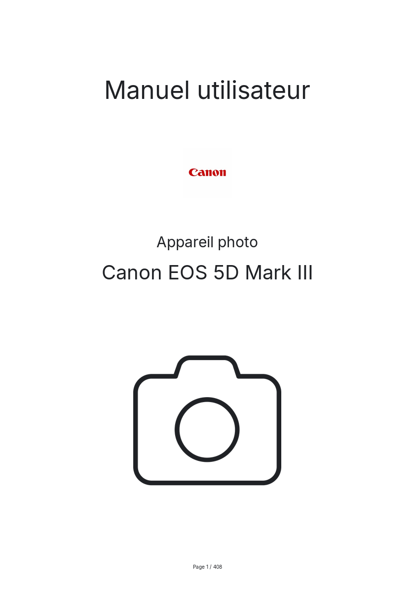Image de la première page du manuel de l'appareil EOS 5D Mark III