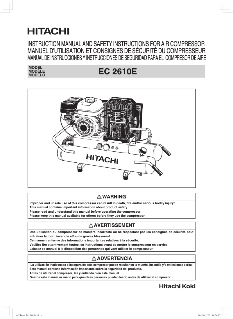 Page 1 de la notice Manuel utilisateur Hitachi EC2610E