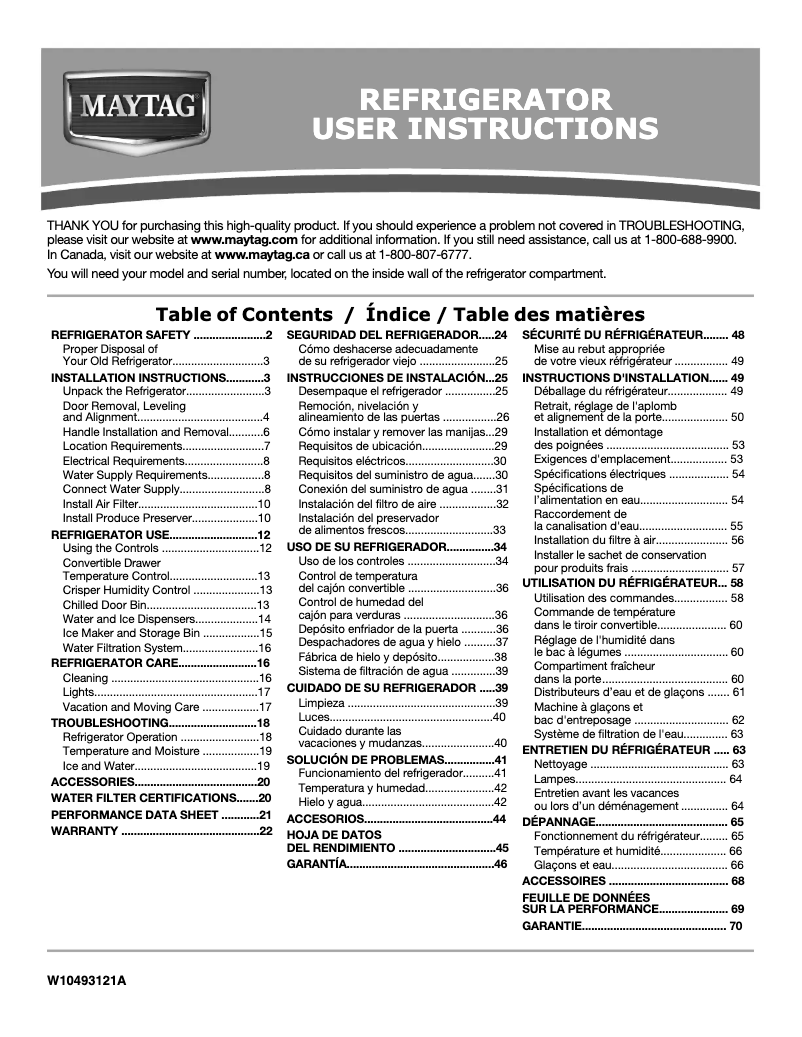 Page n°1 - Manuel utilisateur Maytag MSB27C2XAW