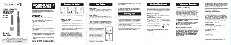 Page n°1 - Manuel utilisateur Remington MPT3600C