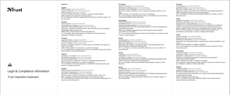 Page 1 de la notice Manuel utilisateur Trust ClassicLine