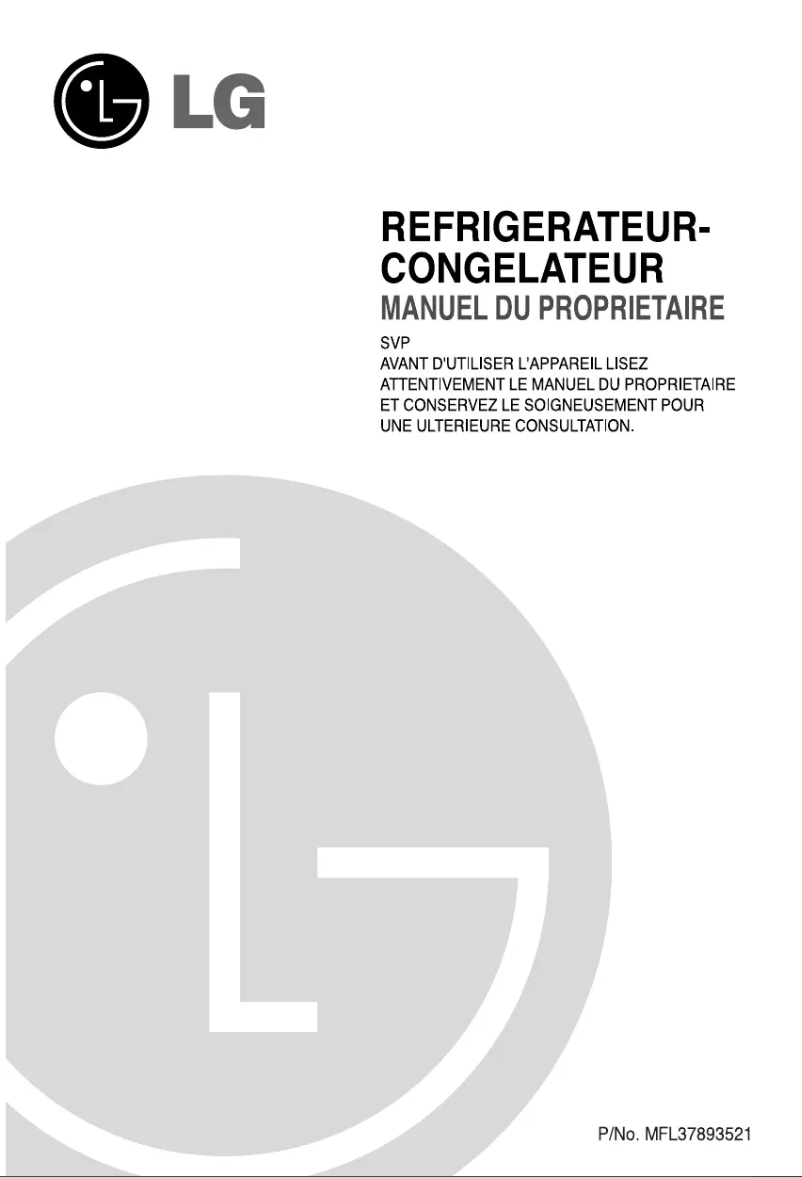 Page 1 de la notice Manuel utilisateur LG GR-B652YVB