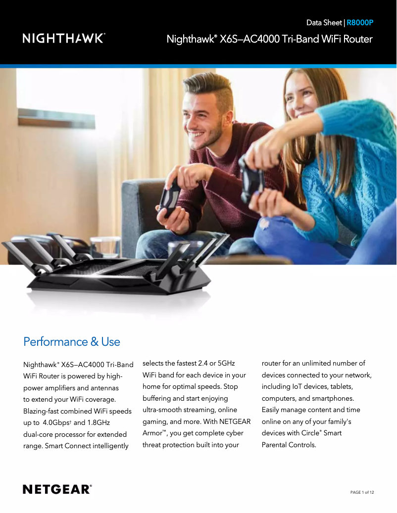 Page 1 de la notice Fiche technique Netgear Nighthawk X6s R8000P