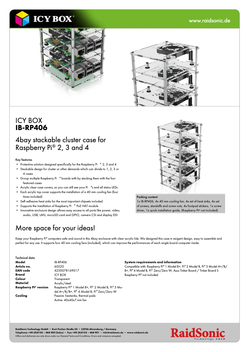 Page n°1 - Fiche technique Icy Box IB-RP406