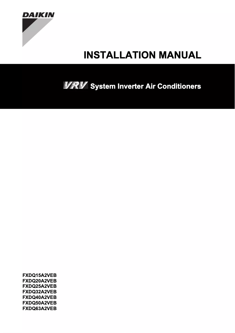 Page 1 de la notice Guide d'installation Daikin FXDQ50A2VEB