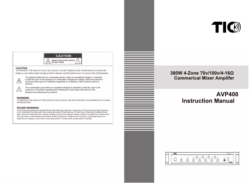 Page 1 de la notice Manuel utilisateur TIC AVP400