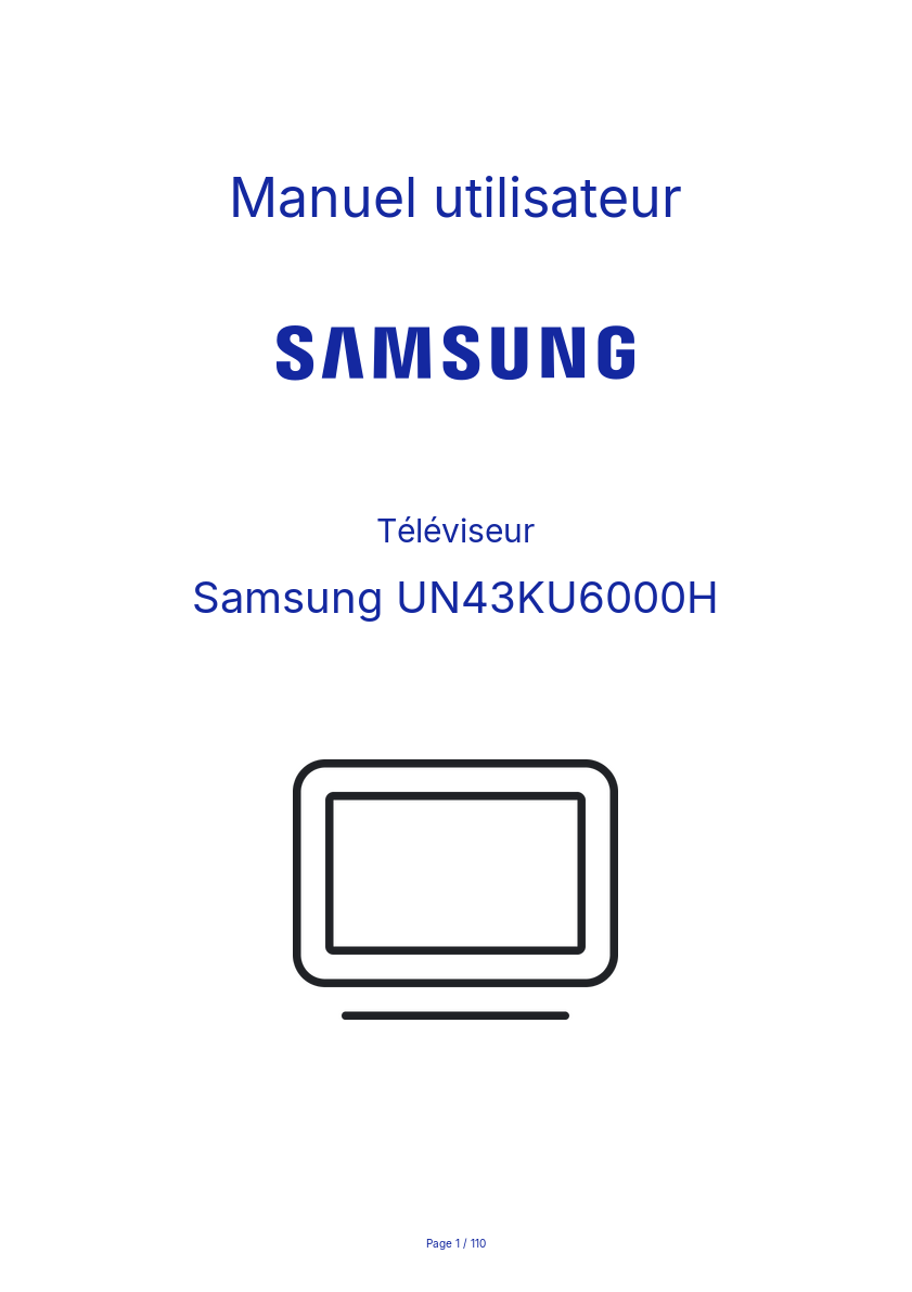 Image de la première page du manuel de l'appareil UN43KU6000H