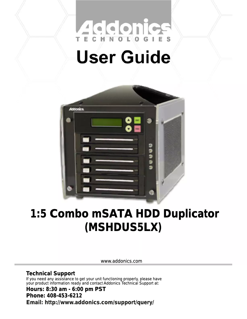 Page 1 de la notice Manuel utilisateur Addonics MSHDUS5LX