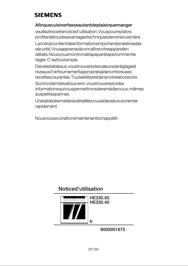 Image de la première page du manuel de l'appareil HE330550