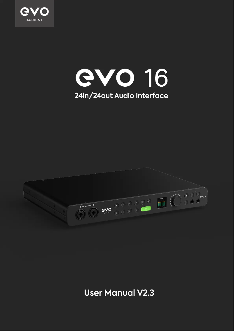 Page 1 de la notice Manuel utilisateur Audient EVO 16