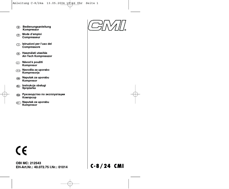 Page 1 de la notice Manuel utilisateur CMI C-8/24 CMI