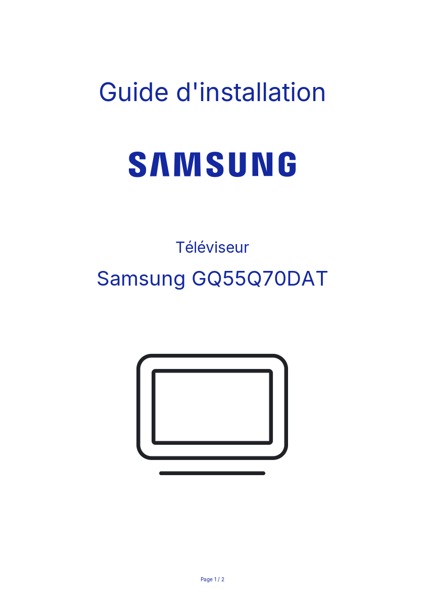 Page n°1 - Guide d'installation Samsung GQ55Q70DAT
