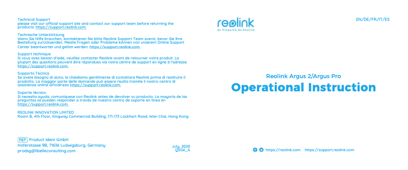 Image de la première page du manuel de l'appareil Argus Pro