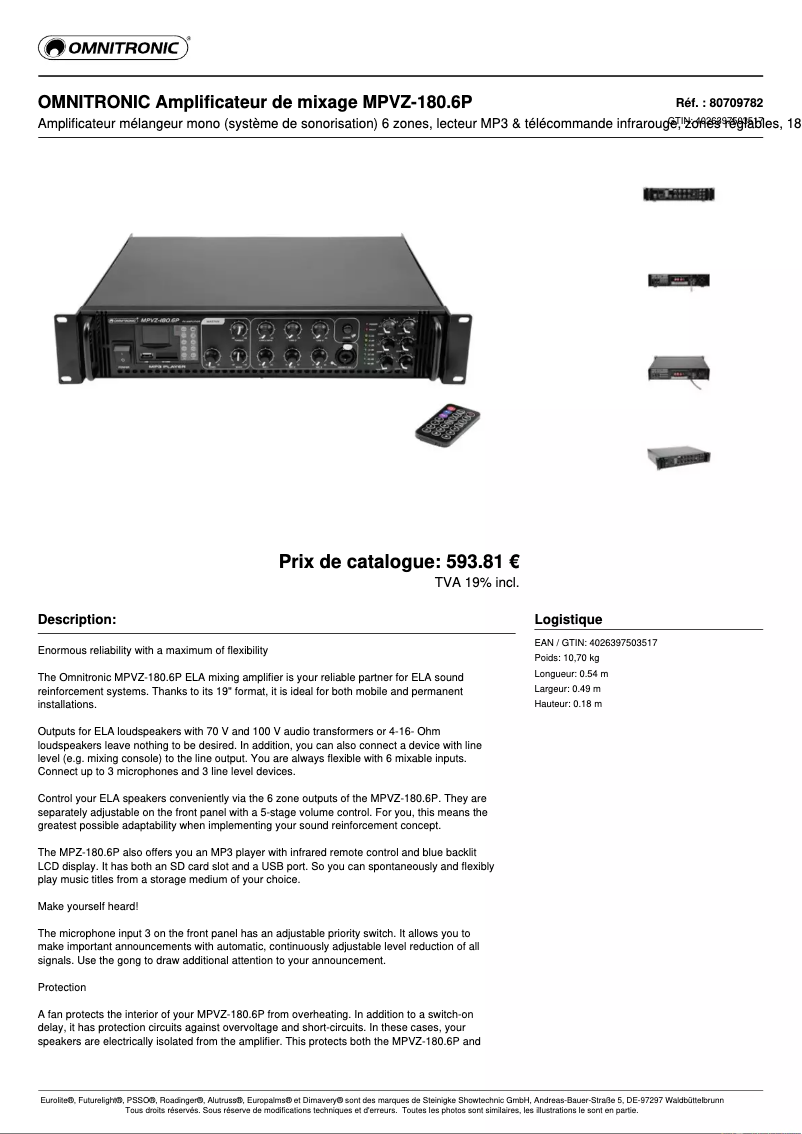 Image de la première page du manuel de l'appareil MPVZ-180