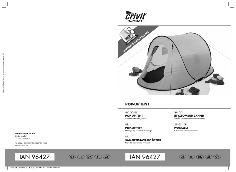 Page n°1 - Manuel utilisateur Crivit IAN 96427