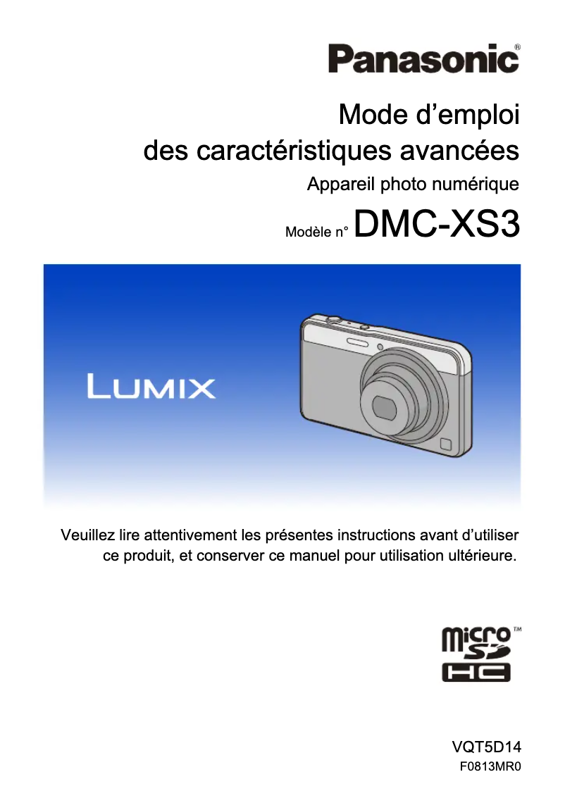 Imagen de la primera página del manual del dispositivo Lumix DMC-S3