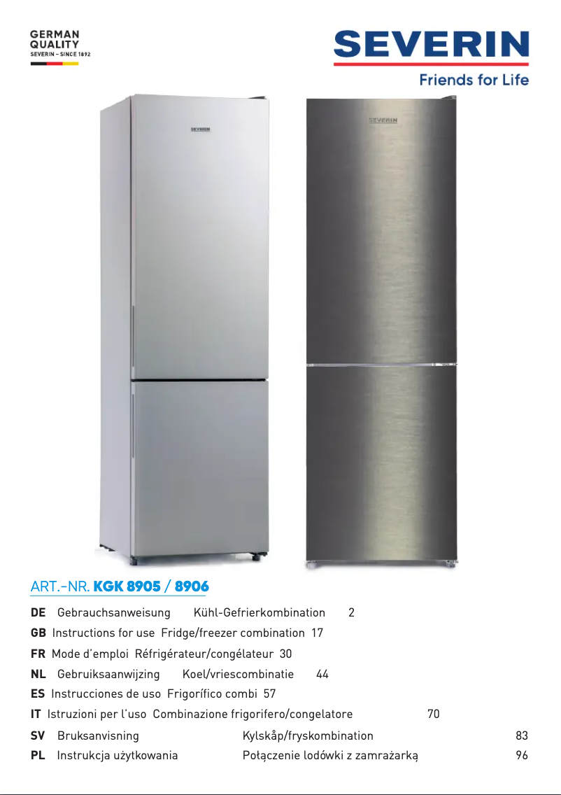 Page n°1 - Manuel utilisateur Severin KGK 8906