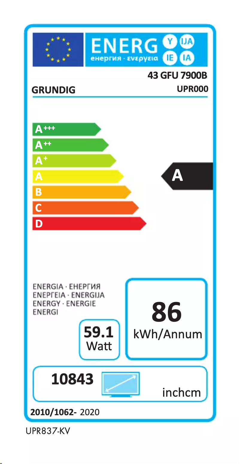 Image de la première page du manuel de l'appareil 43 GFU 7900B