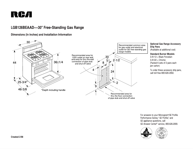 Page 1 de la notice Fiche technique RCA LGB126BEAAD