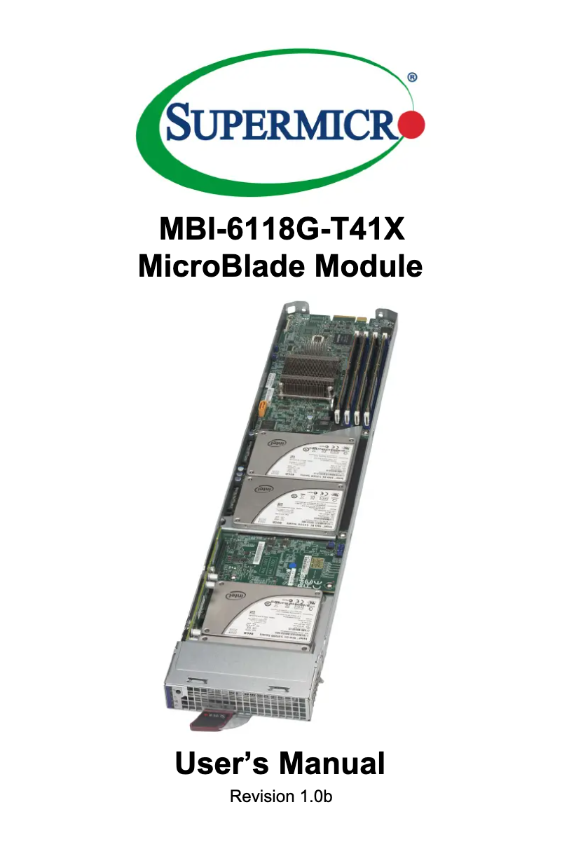 Page 1 de la notice Manuel utilisateur Supermicro MicroBlade MBI-6118G-T41X