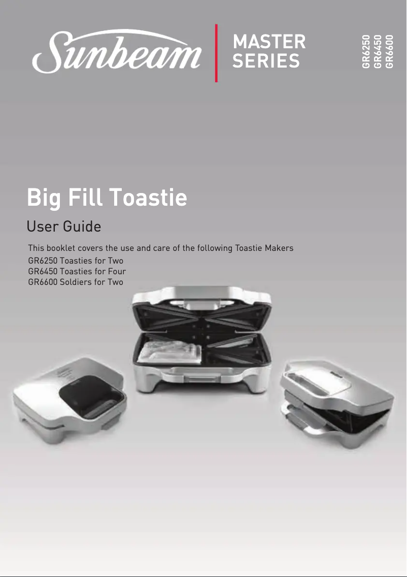 Page 1 de la notice Manuel utilisateur Sunbeam Big Fill Toastie GR6450