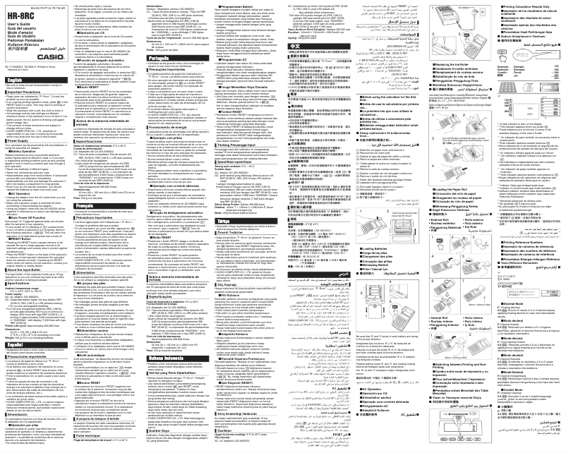 Page 1 de la notice Manuel utilisateur Casio HR-8RC